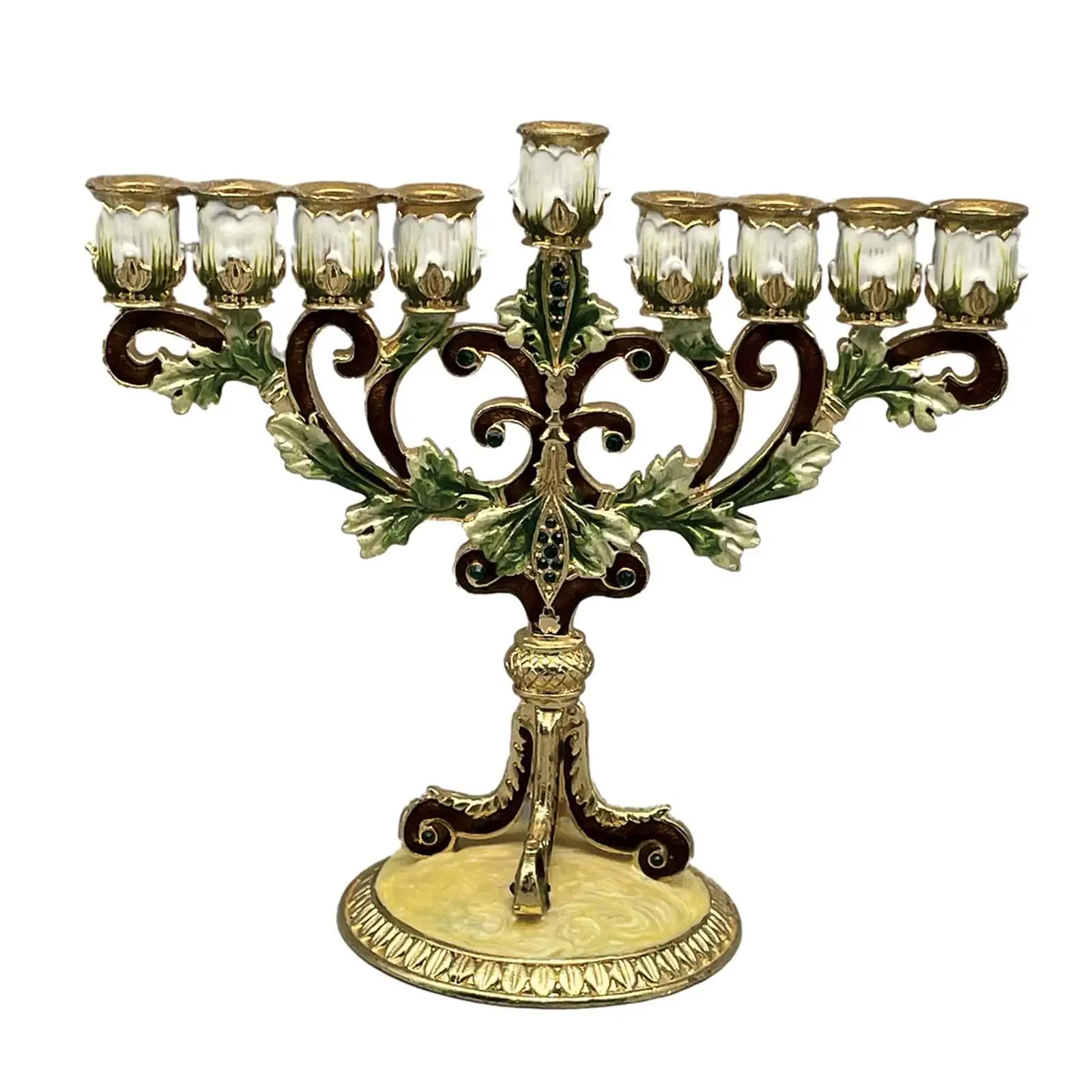 

9 Branches Candle Holder Table Centerpiece Candelabrum Metal Hanukkah Menorah for Fireplace Banquet Festival Mantel Dining Room