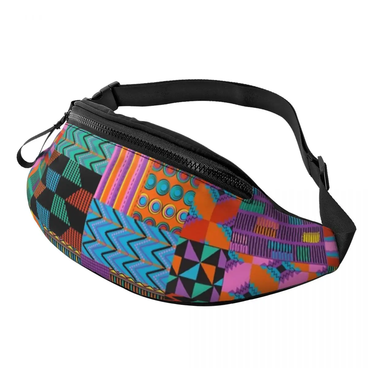 

Unique Wax Print Ankara Kente Pattern Fanny Pack for Travel Hiking Women Men Africa Art Crossbody Waist Bag Phone Money Pouch