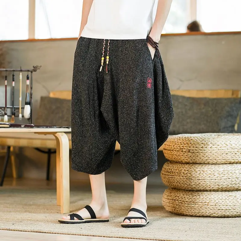 

12 Styles Traditional Japanese Kimono Shorts Asian Clothing Men Street Sweatpants Retro Embroidered Harem Pants Wide Leg Pants