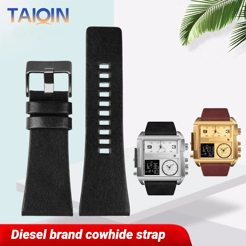 

24MM 26MM 28MM 30MM 32MM Genuine Leather cowhide Watchband For Diesel DZ4344 4323 1657 DZ7406 1476 Watch Strap Men's Wrist Bands