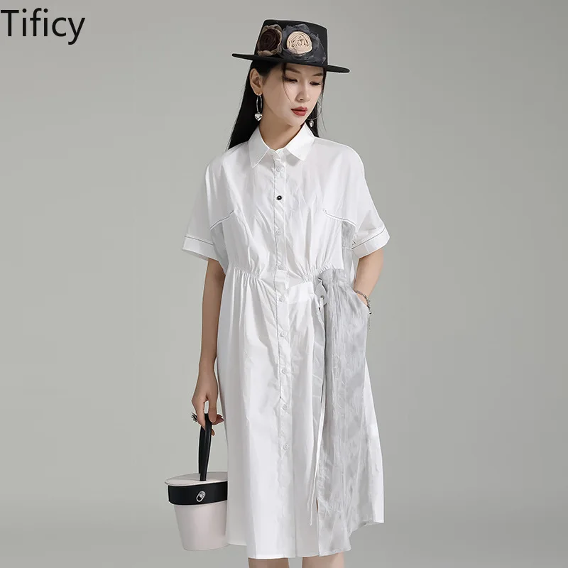 TIFICY Summer New Dark Wind Mid Length Short Sleeve Dresses Loose Women's Panel Contrast Lace Up Dress
TIFICY Summer New Dark Wind Mid Length Short Sleeve Dresses Loose Women's Panel Contrast Lace Up Dress