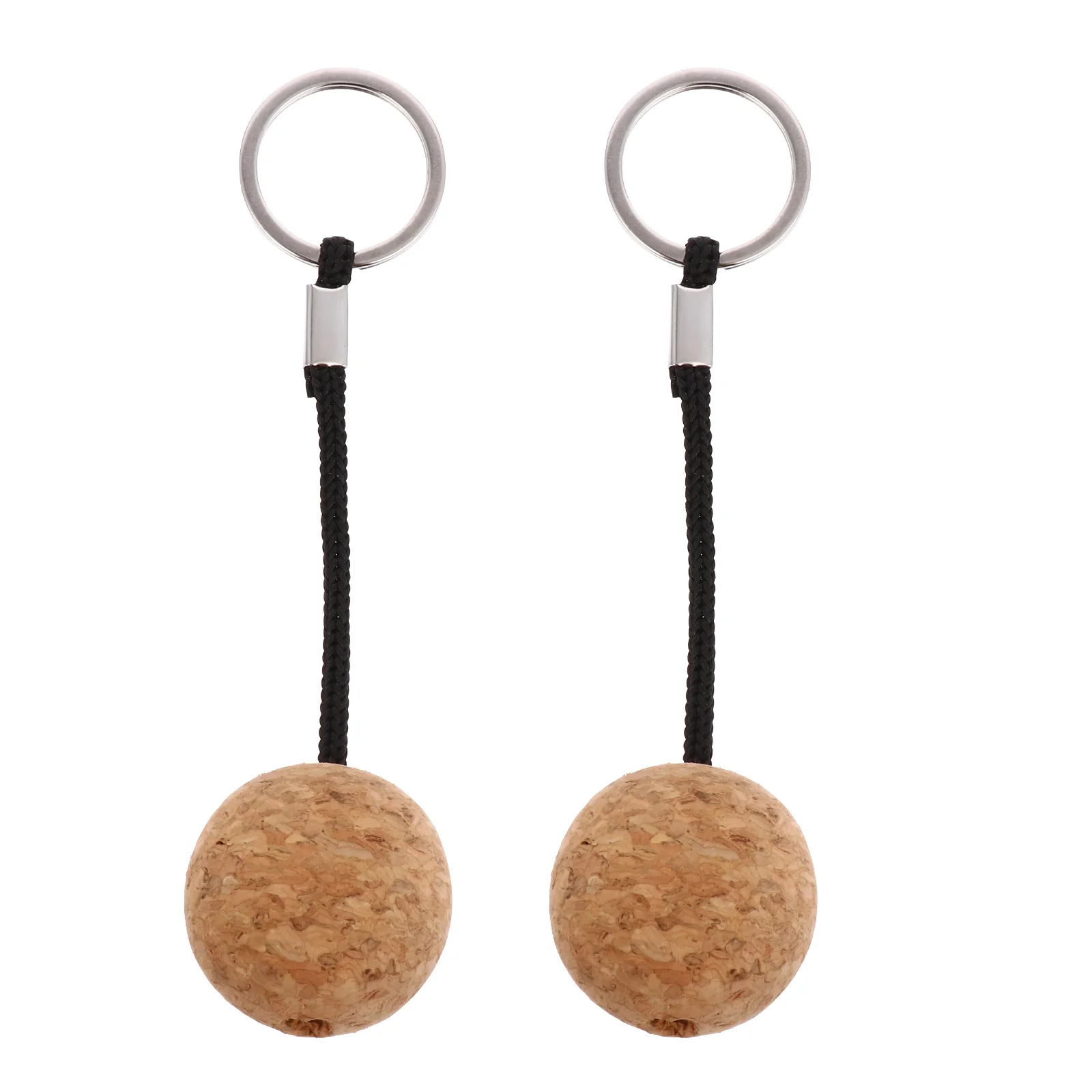 

2 Pcs Keychain for Keys Cork Float Ball Round Floatable Floating Wooden Keyring