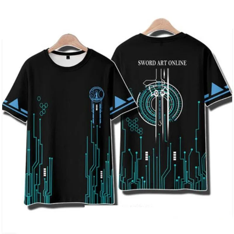 

Anime sword arte on-line 3d impressão t camisa das mulheres dos homens verão moda manga curta engraçado camiseta gráfico 2024