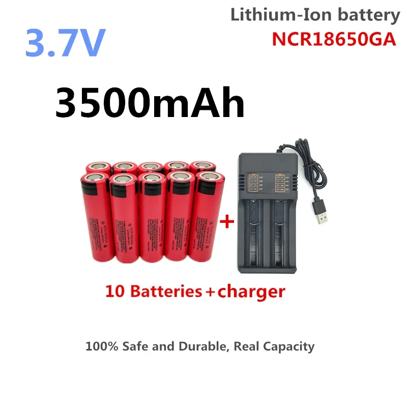 100% Safe and Durable, Real Capacity 3.7V 18650 3500 mAh Llithium-Ion NCR18650GA Rechargeable Multifunctional Battery+Charger
100% Safe and Durable, Real Capacity 3.7V 18650 3500 mAh Llithium-Ion NCR18650GA Rechargeable Multifunctional Battery+Charger