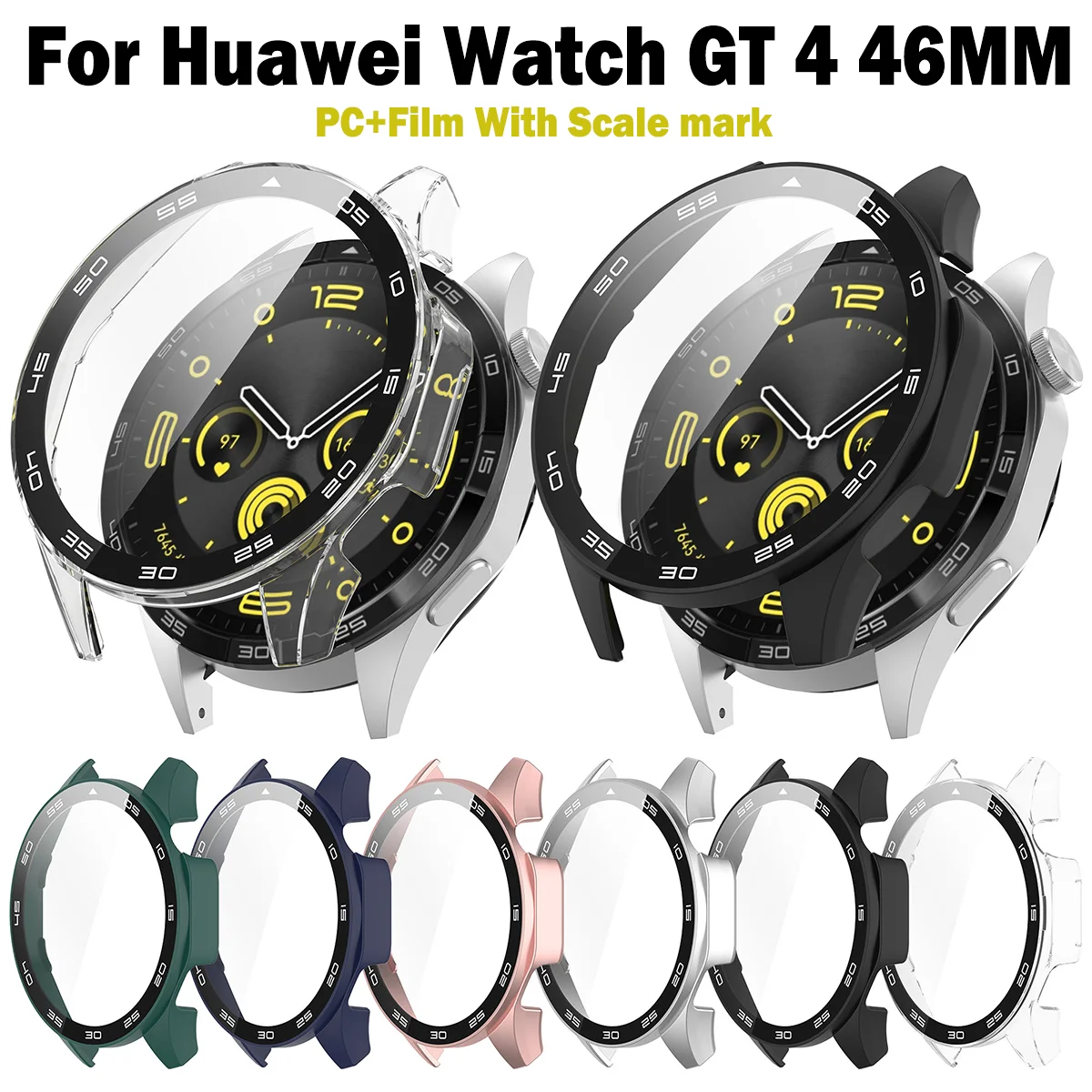 

Жесткий чехол из поликарбоната для Huawei Watch GT 4 46 мм, закаленное стекло с полным покрытием, защита экрана, бампер с чехлом, аксессуар