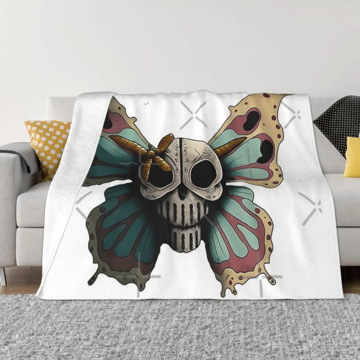 

Skull Butterfly Soft Micro Fleece Blanket Personalized Portable For Living Room AntiPilling
