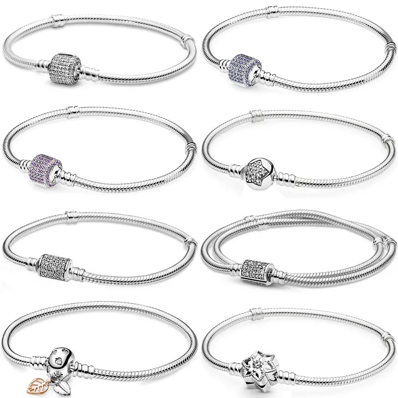 Signature Barrel Leaves Snowflake Clasp Snake Chain Bracelet 925 Sterling Silver Bangle Fit Europe Bead Charm Diy Jewelry
Signature Barrel Leaves Snowflake Clasp Snake Chain Bracelet 925 Sterling Silver Bangle Fit Europe Bead Charm Diy Jewelry