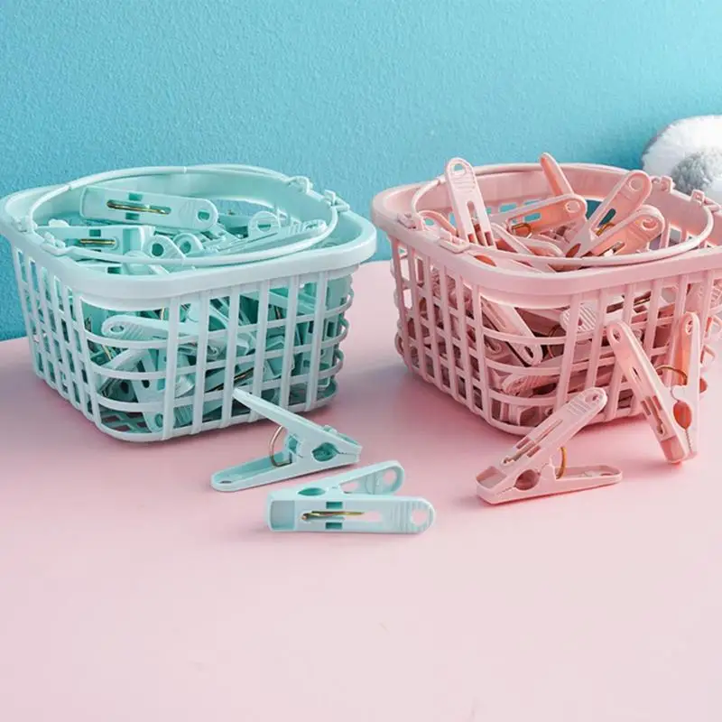 

Small Clothes Pins 30PCS Clothes Pegs with Basket For Laundry Clothespins Photo Tongs Clip Holders Multipurpose Clothing Clamps