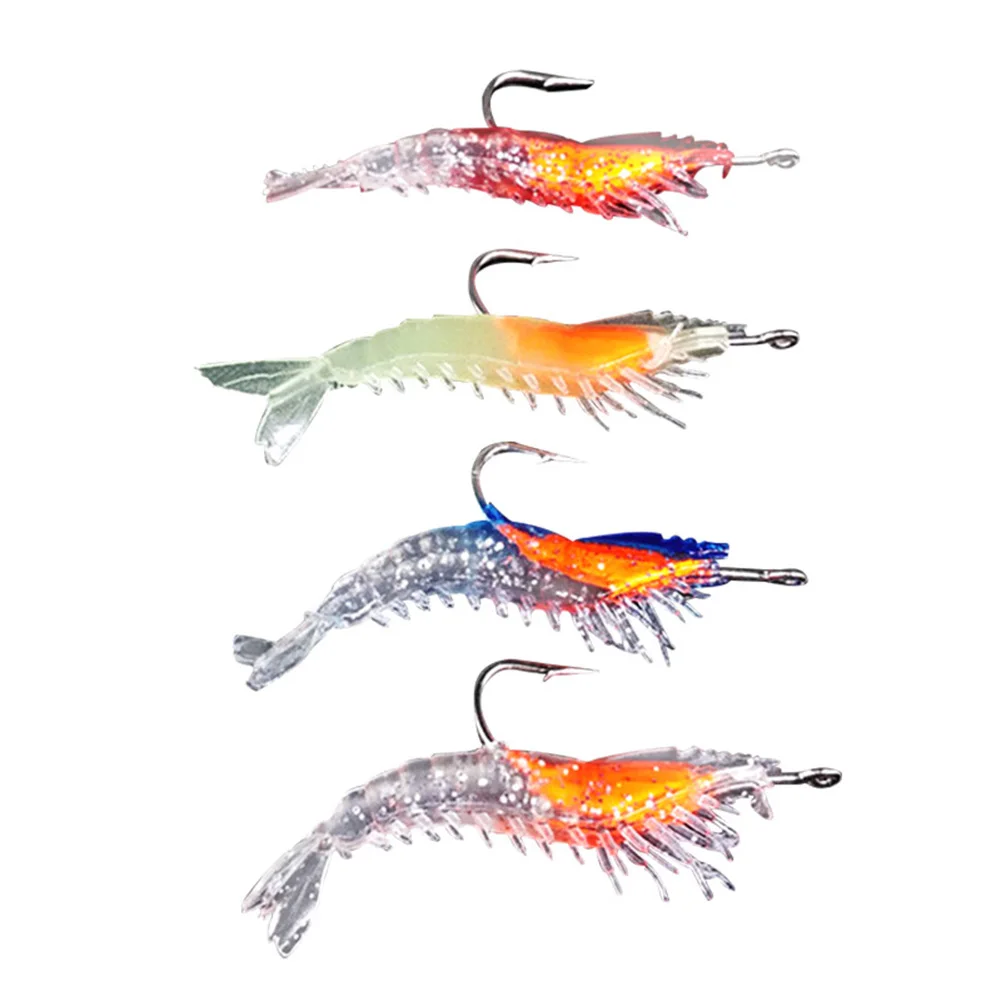 

6cm/3g Bionic Shrimp With Hook Fishing Lure Luminous Shrimp Shaped Soft Bait With Lead Carp Fishing Baits Simulation Lures