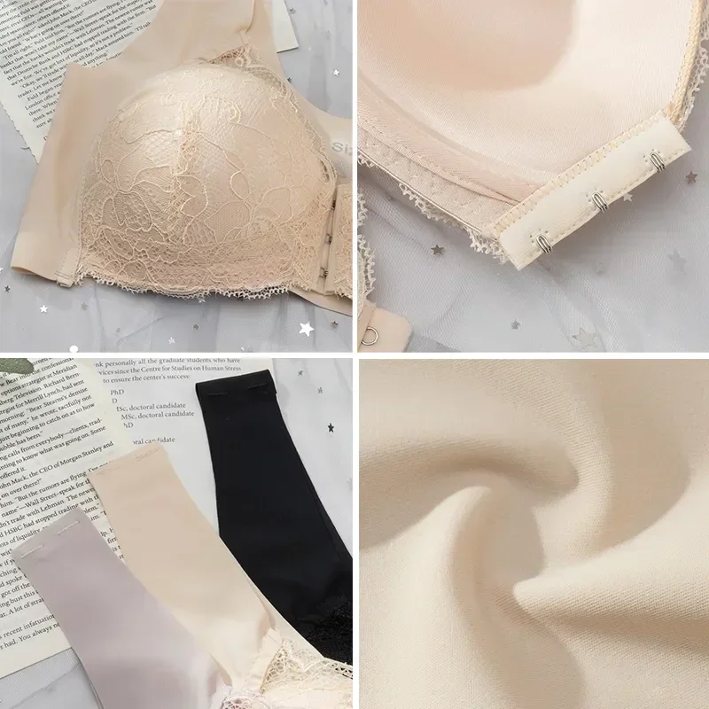 

Lingerie Intimate Push Female Bralette Size Up Bra Plus Lace Brassiere Sexy Underwear Crop Seamless Front Closure Top