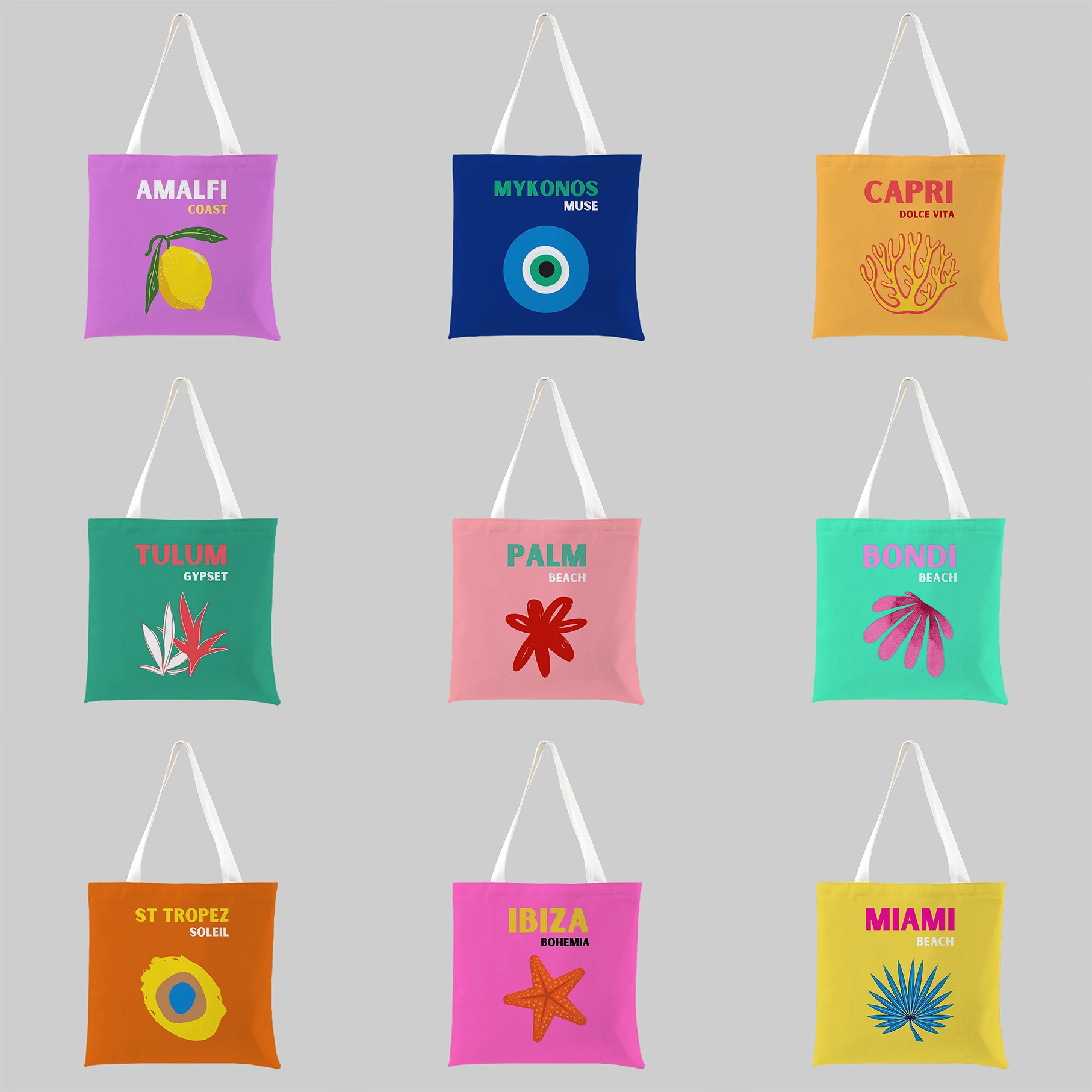 

City Native Colorful Tote Bags for Women Summer Shopping Bag Resuable Eco Vintage Shopper Bag Polyester Cotton Bolsa Feminina