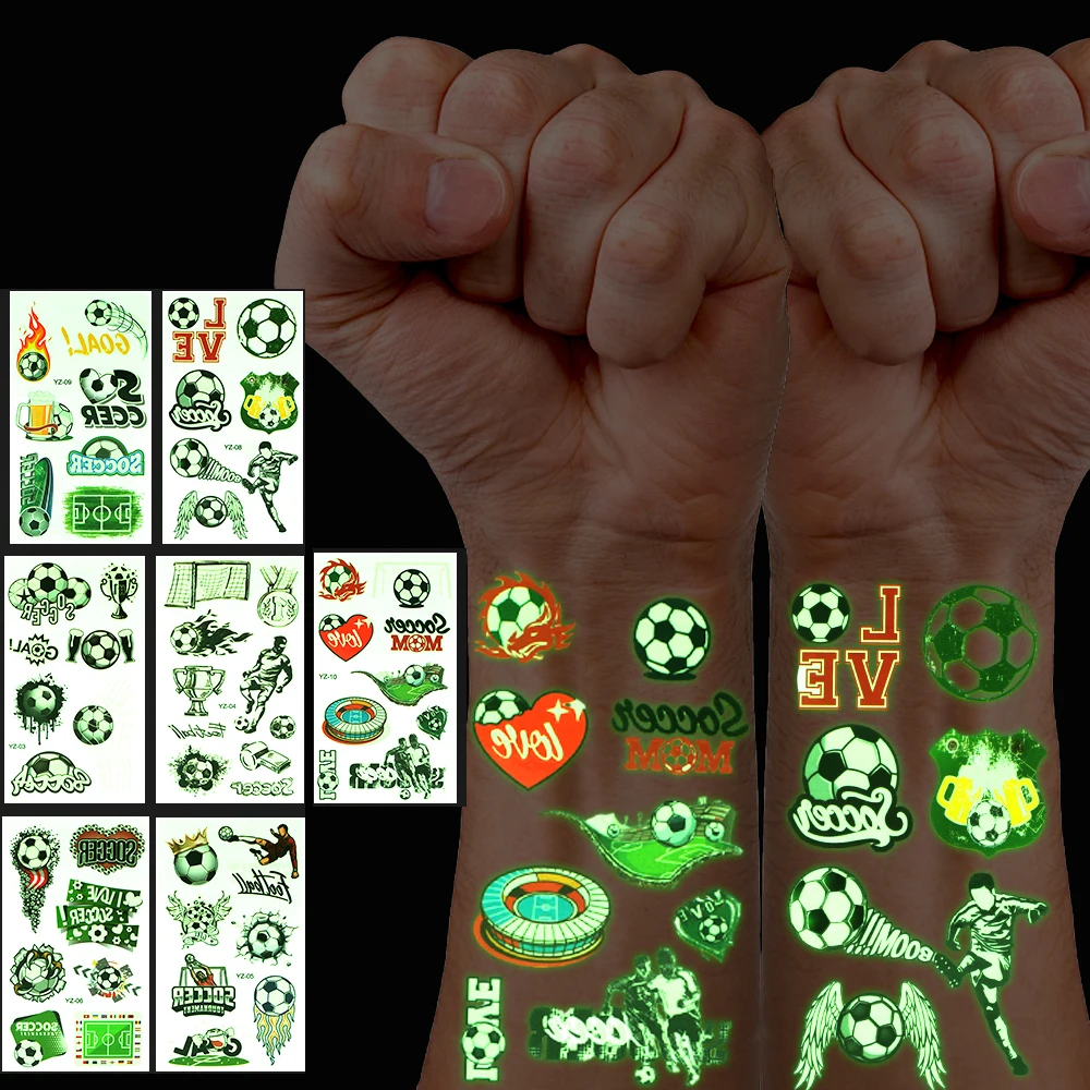 Football Luminous Tattoos For Kids Soccer Ball Temporary Tattoo Sticker Glow In The Dark Tattoo Football Birthday Party Supplies 
Football Luminous Tattoos For Kids Soccer Ball Temporary Tattoo Sticker Glow In The Dark Tattoo Football Birthday Party Supplies