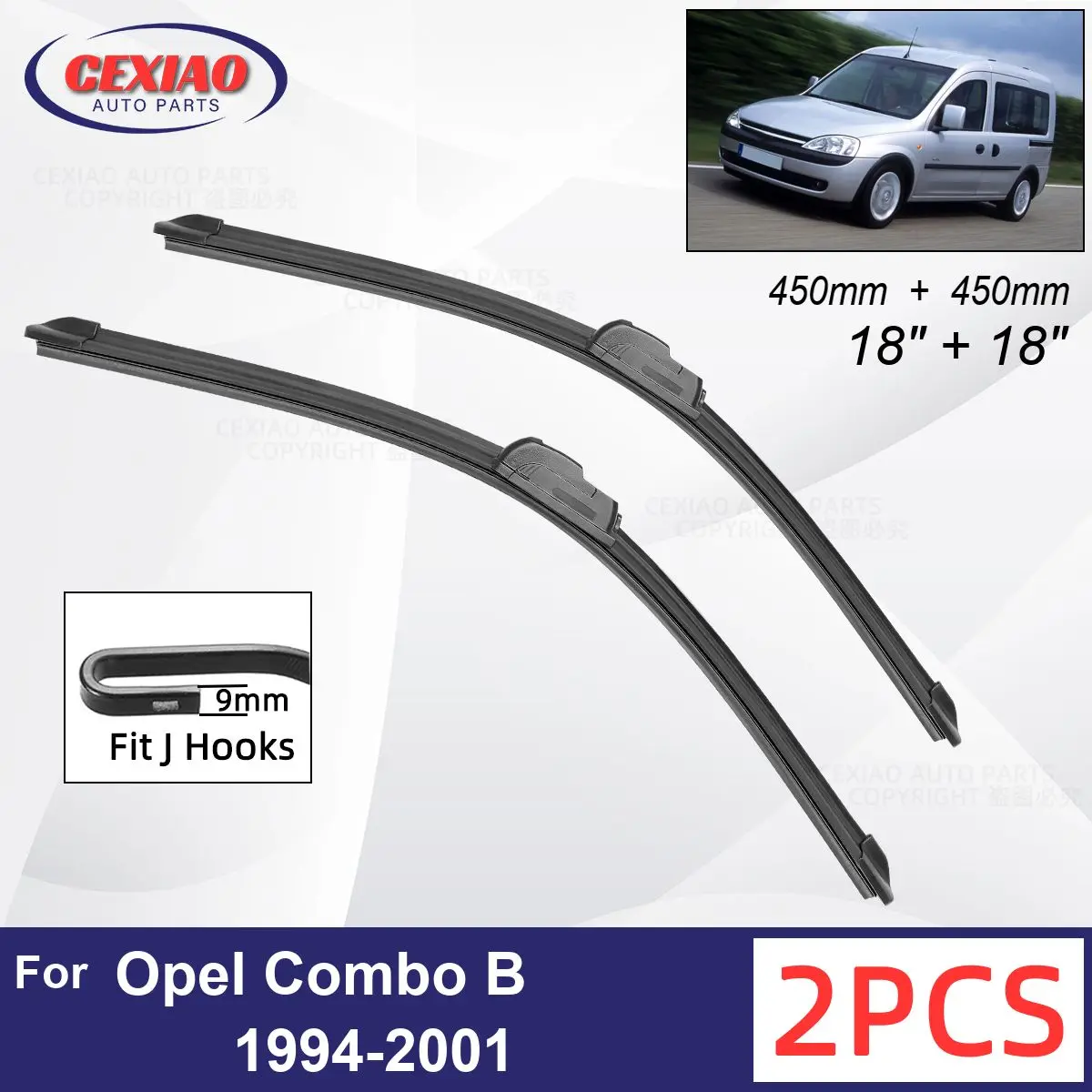Автомобильный стеклоочиститель для Opel Combo B 1994-2001, передние стеклоочистители, мягкие резиновые стеклоочистители, автомобильные стеклоочистители 18 + 18 дюймов 450 мм + 450 мм 
Автомобильный стеклоочиститель для Opel Combo B 1994-2001, передние стеклоочистители, мягкие резиновые стеклоочистители, автомобильные стеклоочистители 18 + 18 дюймов 450 мм + 450 мм