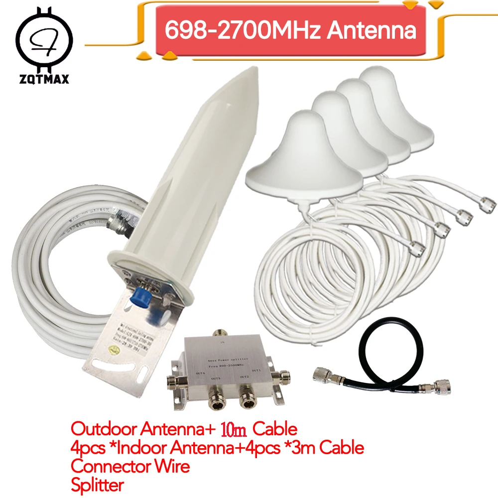 

ZQTMAX 2G 3G 4G Mobile Signal Booster CDMA GSM DCS PCS WCDMA Repeater LTE UMTS Amplifier 1 to 4 Splitter Communication Antenna