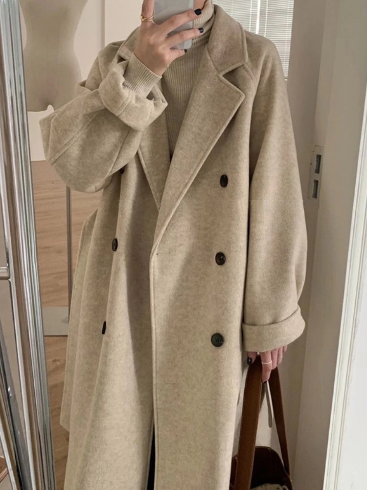 Spring New Women Double Row Button Loose Lapel Fashionable Elegant Woolen Coat Jackets Long Overcoat Winter Coat for Women Tops
Spring New Women Double Row Button Loose Lapel Fashionable Elegant Woolen Coat Jackets Long Overcoat Winter Coat for Women Tops