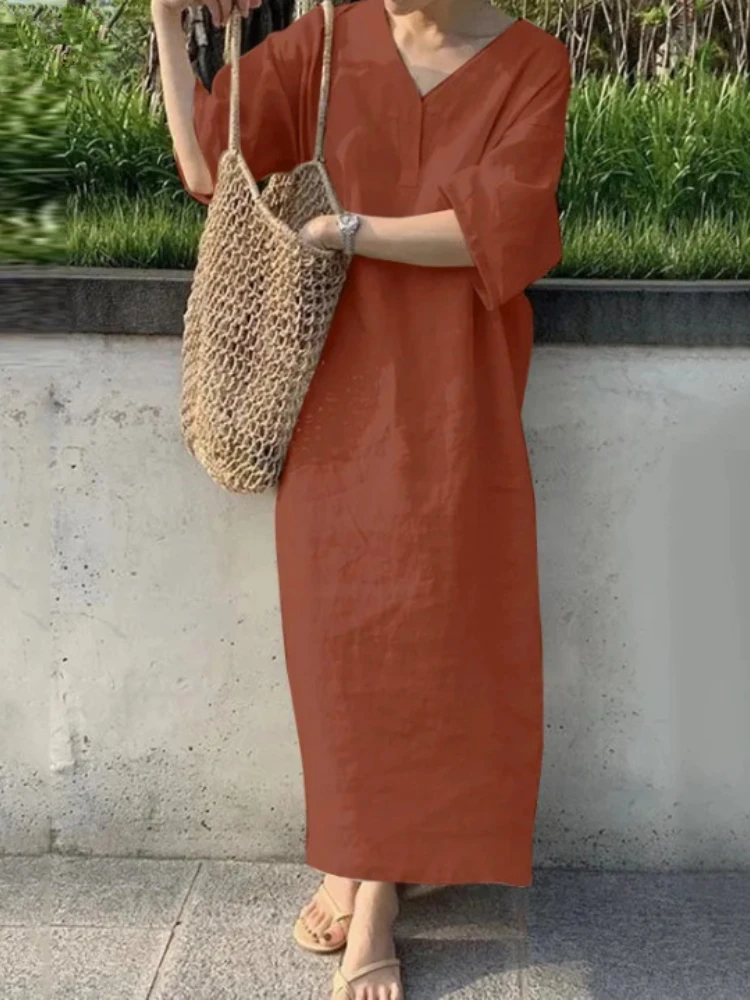 2023 Spring New Women's Long Dress Casual Solid V Neck Streetwear Loose Dress Korean Fashion Elegant Oversize Robe VintageDress
2023 Spring New Women's Long Dress Casual Solid V Neck Streetwear Loose Dress Korean Fashion Elegant Oversize Robe VintageDress