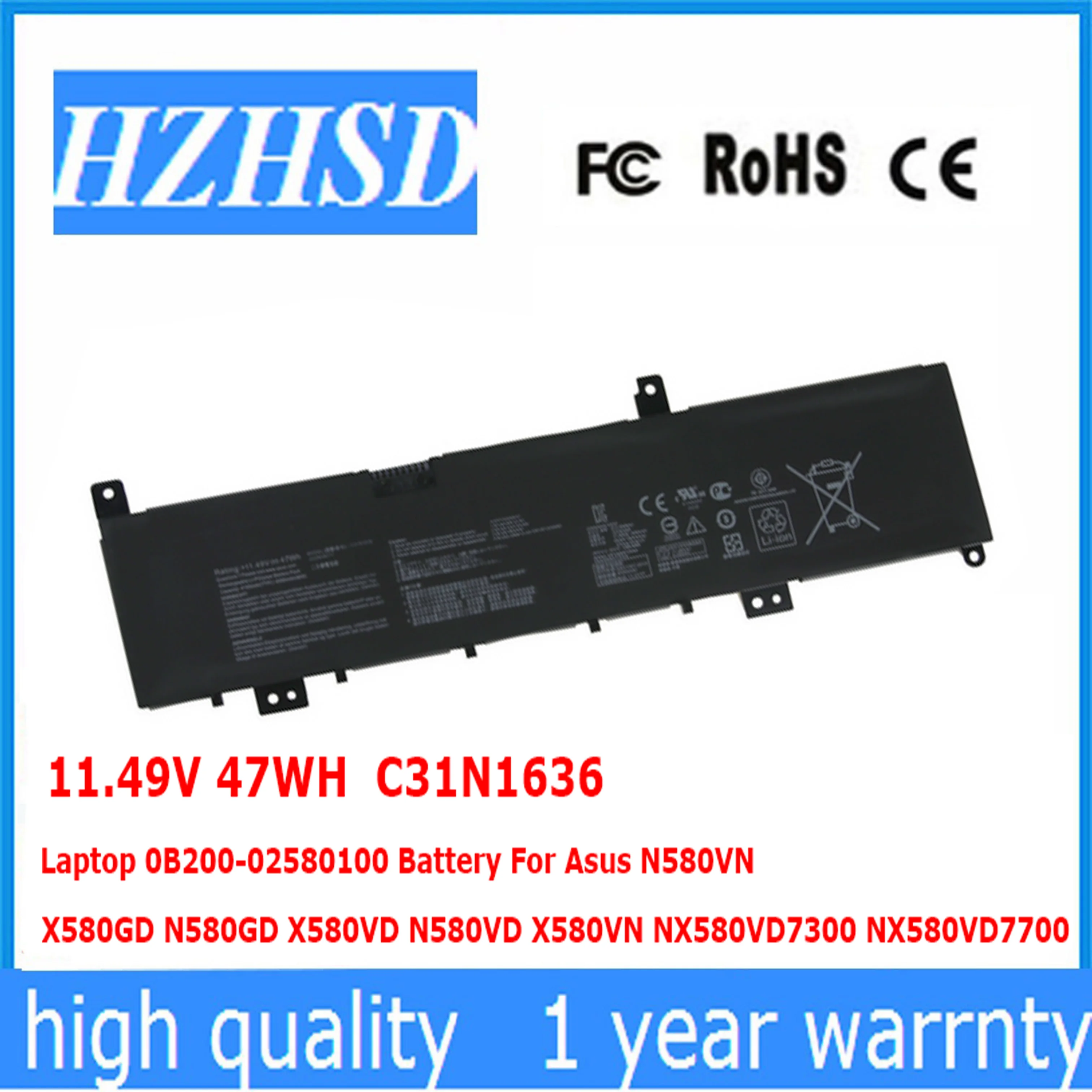 11.49V 47WH C31N1636 Laptop 0B200-02580100 Battery For Asus N580VN X580GD N580GD X580VD N580VD X580VN NX580VD7300 NX580VD7700
11.49V 47WH C31N1636 Laptop 0B200-02580100 Battery For Asus N580VN X580GD N580GD X580VD N580VD X580VN NX580VD7300 NX580VD7700