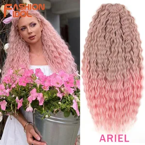 Ариэль, вьющиеся волосы, волнистые крученые вязаные волосы, искусственные волосы, светлые, розовые, 22 дюйма, длинные волнистые, плетеные волосы для наращивания