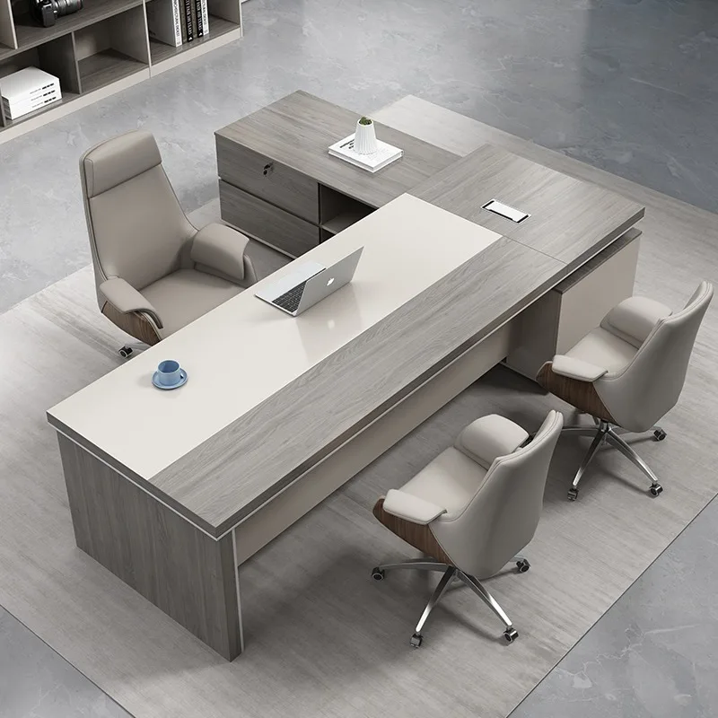 

Gray L Shape Single Chief Officer Desk Extension Table Melamine Office Desk