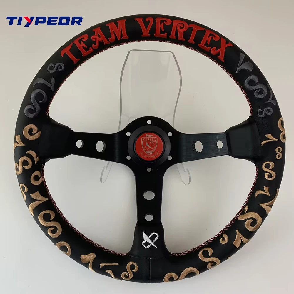 JDM TEAM VERTEX Microfiber Leather Car Steering Wheel 320mm Diameter Black With Embroidered Text Deep Dish Drift Steering Wheel
JDM TEAM VERTEX Microfiber Leather Car Steering Wheel 320mm Diameter Black With Embroidered Text Deep Dish Drift Steering Wheel