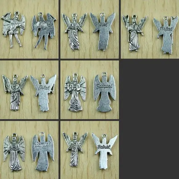 

21pcs 24*14mm Uriel Archangel Charms In Tibetan Silver Color Charms for Jewelry Making 7 archangels