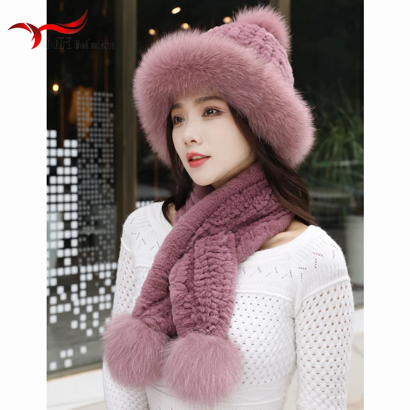 Hat Women Winter New Fashion Ladies Natural Rex Rabbit Fur Fox Fur Christmas Hat Warm Ear Protection Fur Hat Scarf Set
Hat Women Winter New Fashion Ladies Natural Rex Rabbit Fur Fox Fur Christmas Hat Warm Ear Protection Fur Hat Scarf Set