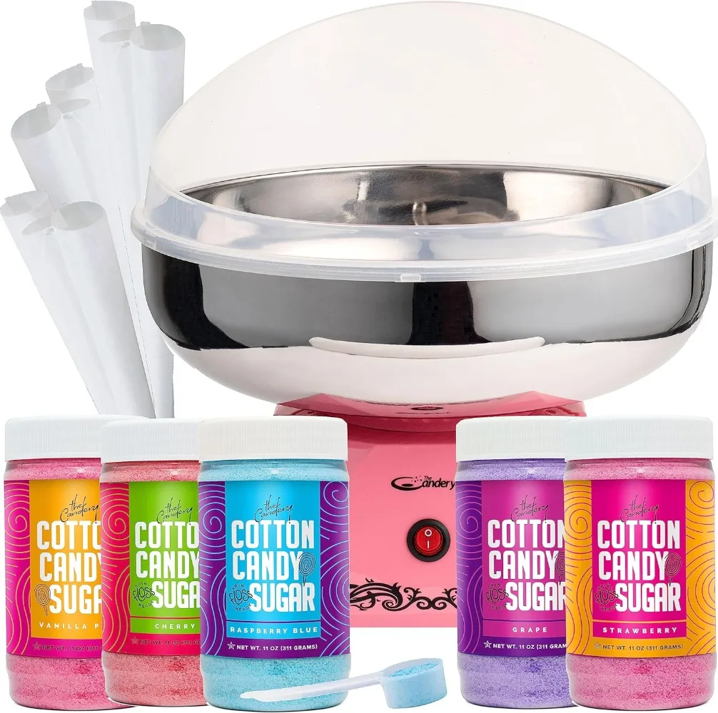 

Cotton Machine with Stainless Steel Bowl 2.0 and Floss Bundle- Use To Floss Sugar Floss for Birthday Parties Fairs Festivals
