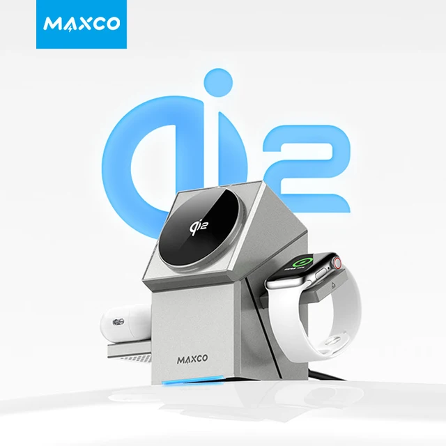 Support de chargeur sans fil magnétique, Qi2, 15W, charge rapide pour iPhone 12, 13, 14, 15, 16, Apple Watch 9, 8, 7, 6, 5, Airpods 2, 3 Pro, 3 en 1 2