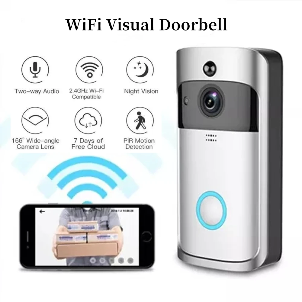 WiFi Visual Doorbell Intelligent Night Vision Motion Detection Security Monitor HD Home Wireless Two-way Voice Camera
WiFi Visual Doorbell Intelligent Night Vision Motion Detection Security Monitor HD Home Wireless Two-way Voice Camera