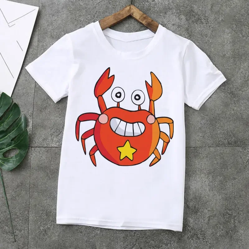Summer Casual Girls T Shirts Cartoon Funny Crab Kids T Shirt Octopus Cute Boys T Shirts Harajuku Painted White New Baby T Shirt
Summer Casual Girls T Shirts Cartoon Funny Crab Kids T Shirt Octopus Cute Boys T Shirts Harajuku Painted White New Baby T Shirt