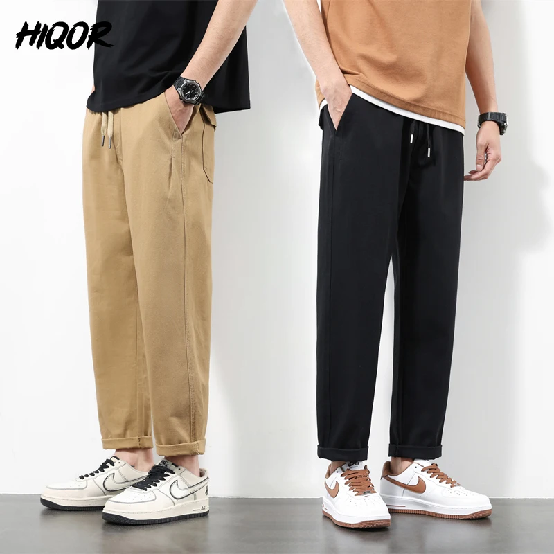 

HIQOR Men's Clothing Pantalones New In Loose Pocket Overalls Summer Cotton Y2k Khaki Cargo Pants Man Baggy Straight Trousers Men