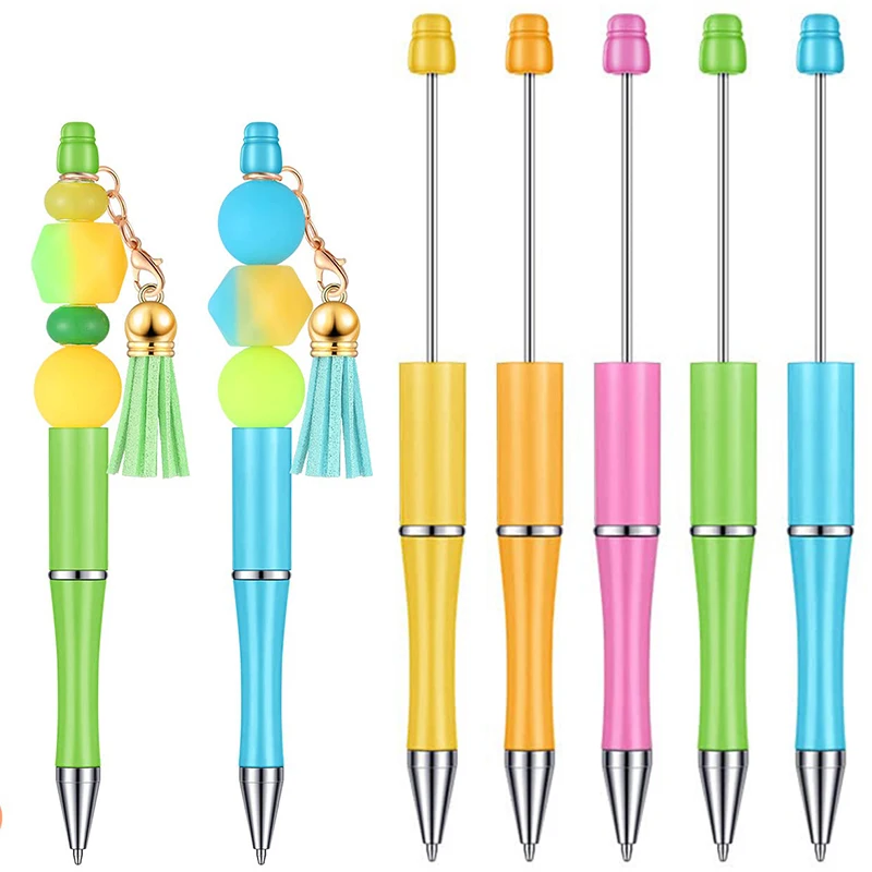 

150Pcs Beadable Pens Plastic Bead Pen DIY Pens Black Ink Ballpoint Pens Students Teacher Gift Office School Supplies