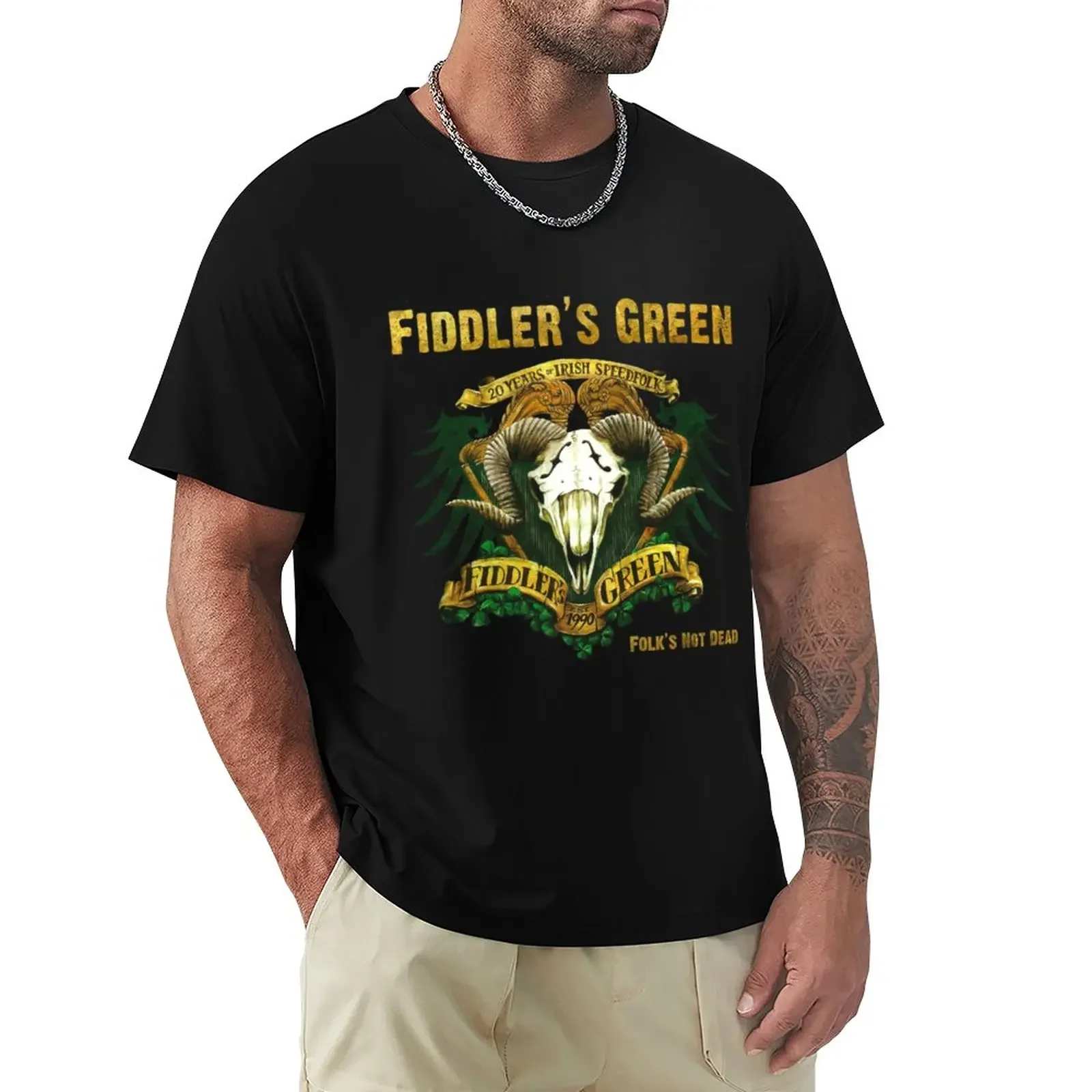 

Футболка est 1990 fiddler's зеленая без аниме графика быстросохнущая мужская одежда