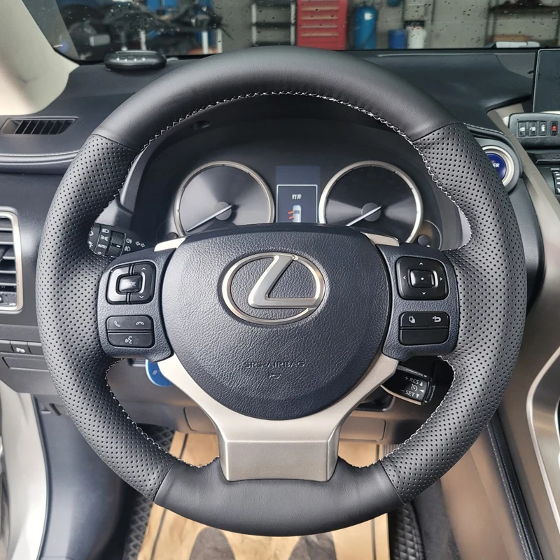 For Lexus NX300 NX300H IS350 2015-2021 hand-stitched Anti-Slip Black Leather Car Steering Wheel Cover Interior Accessories 
For Lexus NX300 NX300H IS350 2015-2021 hand-stitched Anti-Slip Black Leather Car Steering Wheel Cover Interior Accessories