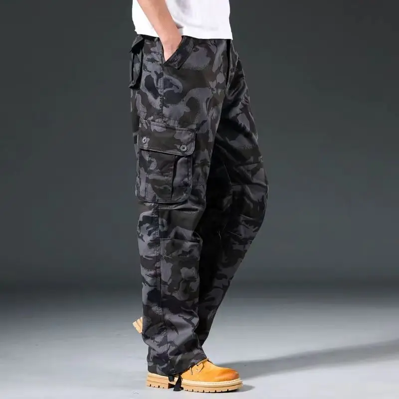

New Men Camouflage Cargo Pants Men Casual Camo Multi Pockets Tactical Pants Hip Hop Joggers Loose Straight Pantalon Homme M-5XL