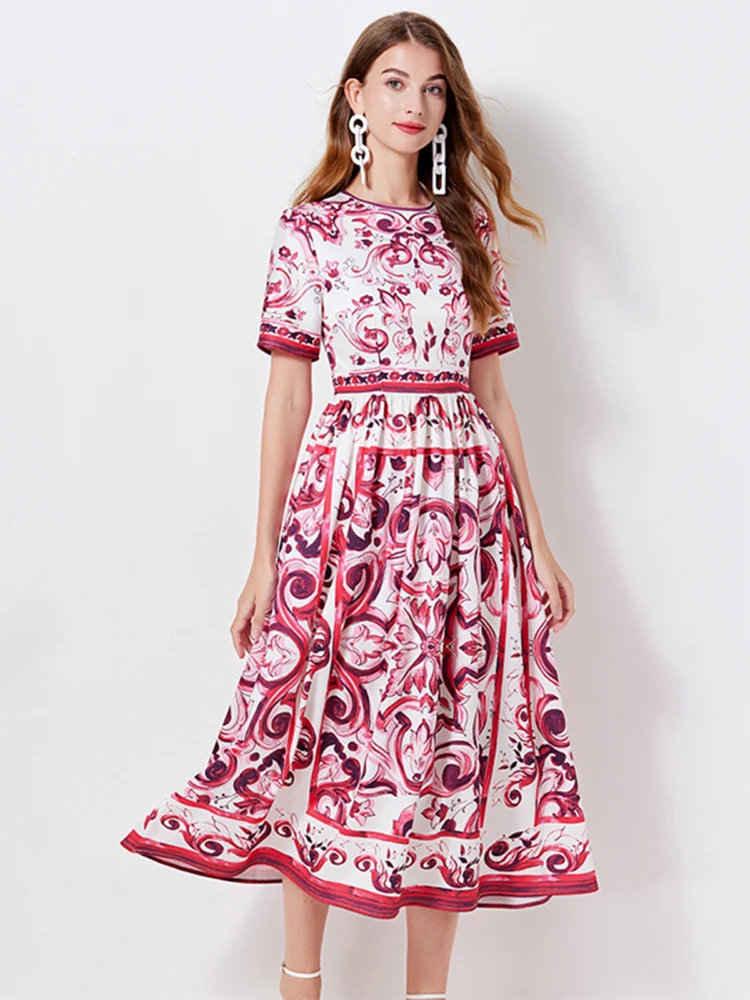 Vintage geometric print round neck pullover short sleeve high waist dress for women 2023 summer new fashion loose puffy skirt
Vintage geometric print round neck pullover short sleeve high waist dress for women 2023 summer new fashion loose puffy skirt