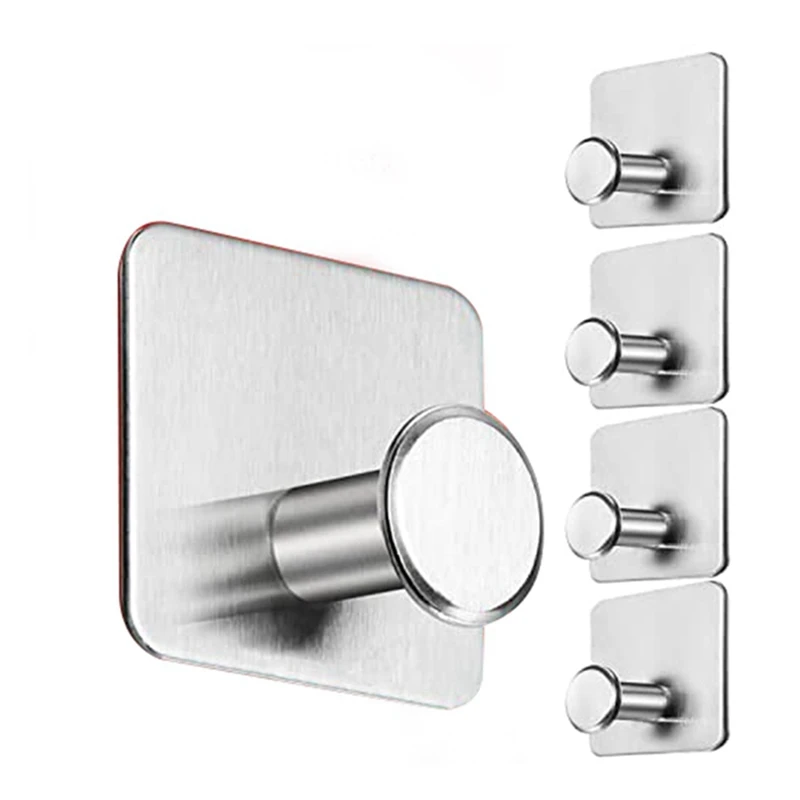 

Towel Holder No Drilling Wet Room Suitable Adhesive Hooks Set Of 5 Stainless Steel Hooks Self-Adhesive