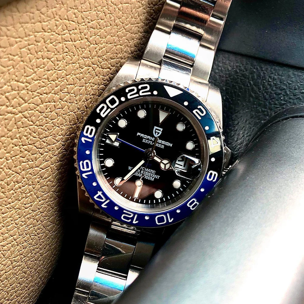 

2022 PAGANI DESIGN New Business Left Crown Men Mechanical Wristwatches 100M Waterproof Sapphire Glass PD-1662 GMT Watch for Men