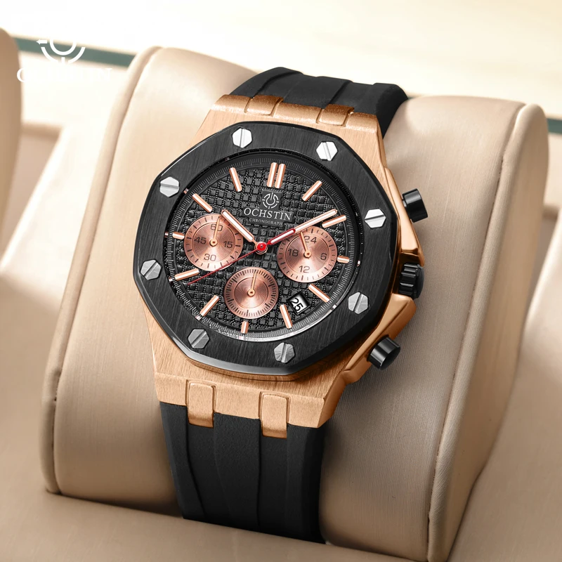

OCHSTIN Promotional Model 2024 Pilot Series Business Light Luxury Watch Multifunction Quartz Movement Men's Quartz Watch