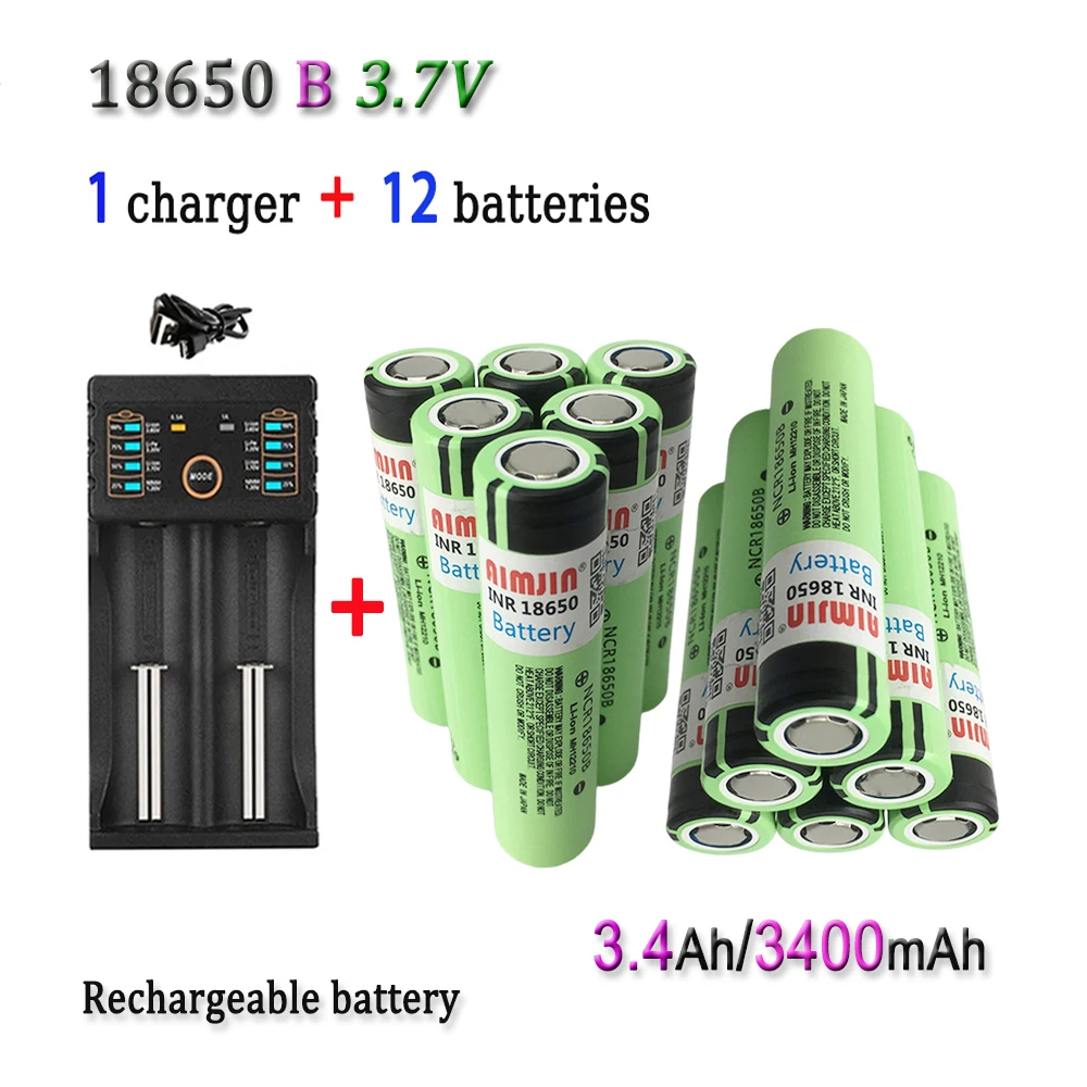 3.7V 3400mAh 18650 B Rechargeable Li-ion Battery With USB Charger For 18650 Toys Tools Flashlight Battery Etc
3.7V 3400mAh 18650 B Rechargeable Li-ion Battery With USB Charger For 18650 Toys Tools Flashlight Battery Etc