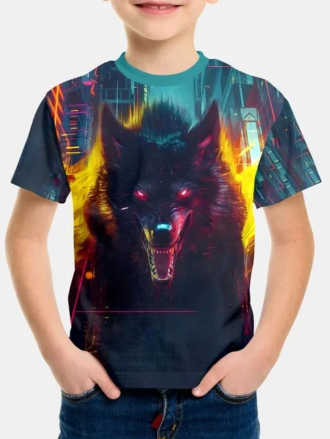 Night Wolves Animal Pattern Children's Tops,Summer Boy's Round Neck Casual Short Sleeve Comfortable Breathable Sports T-shirt
Night Wolves Animal Pattern Children's Tops,Summer Boy's Round Neck Casual Short Sleeve Comfortable Breathable Sports T-shirt