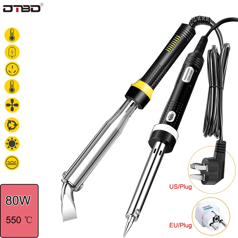DTBD 80W High-power Electric Soldering Iron Constant Temperature 550℃ for Welding Solder Repair Pencil Tools 220V US/EU Plug 
DTBD 80W High-power Electric Soldering Iron Constant Temperature 550℃ for Welding Solder Repair Pencil Tools 220V US/EU Plug
