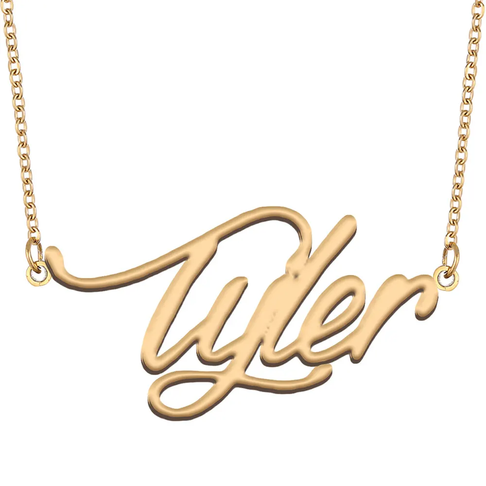 

Женское колье-чокер из нержавеющей стали Tyler Name, кулон-табличка с именем золотого цвета с надписью