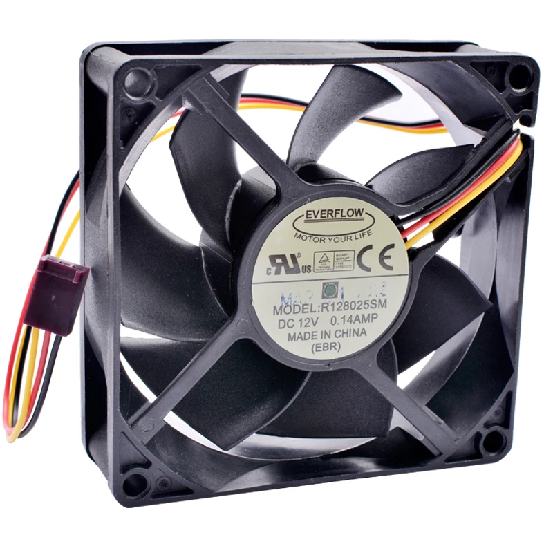 

R128025SM 8cm 80mm fan 80x80x25mm DC12V 0.14A 3 lines 3pin speed monitoring quiet chassis power supply CPU cooling fan
