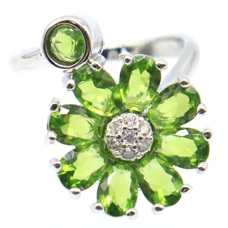 

6g 925 SOLID STERLING SILVER Rings Charming Colorful Flowers Shape Kunzite Tourmaline Peridot Citrine Tanzanite Many Sizes 5-10