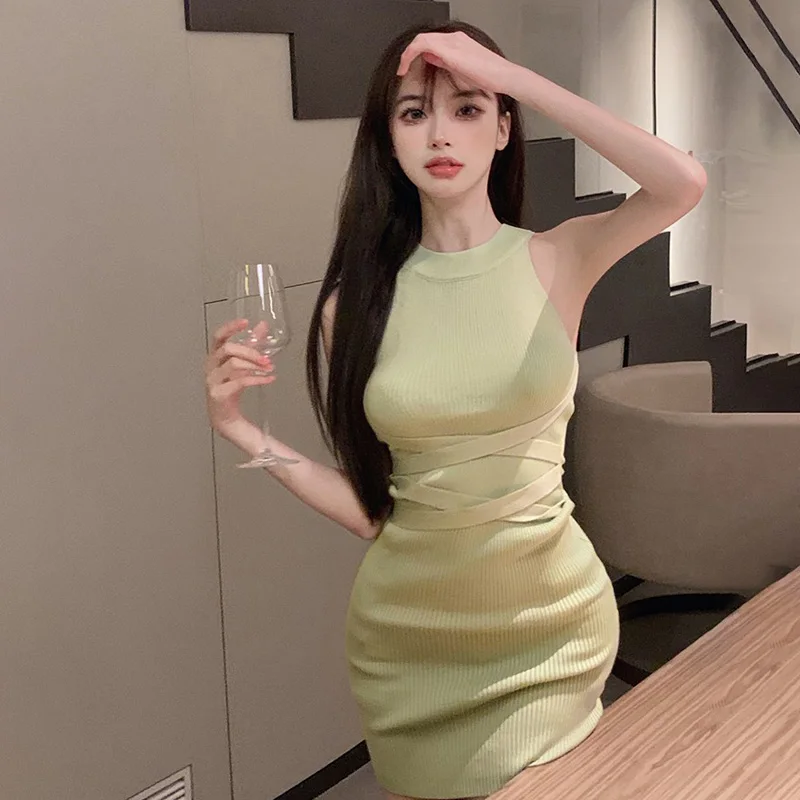 Sleeveless Dress Solid Colour Women's Dress Slim Sexy Knitting Slim Daily Ladies Sleeveless Mini Dress Summer Korean Style
Sleeveless Dress Solid Colour Women's Dress Slim Sexy Knitting Slim Daily Ladies Sleeveless Mini Dress Summer Korean Style