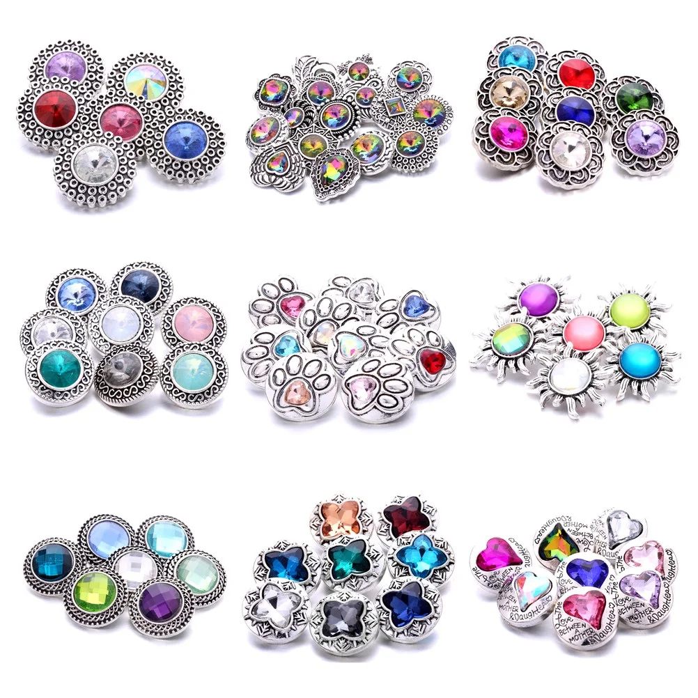

30pcs Mixed Styles 18mm Snap Buttons DIY Charm Fit Metal Leather Snap Button Bracelet Necklaces Jewelry