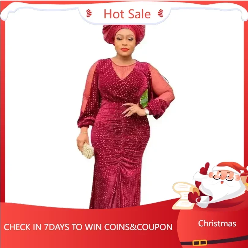 2024 African Elegant Party Dresses for Women Plus Size Sequin Evening Gown Kaftan Muslim Maxi Long Bodycon Dress Ladies Clothing
2024 African Elegant Party Dresses for Women Plus Size Sequin Evening Gown Kaftan Muslim Maxi Long Bodycon Dress Ladies Clothing