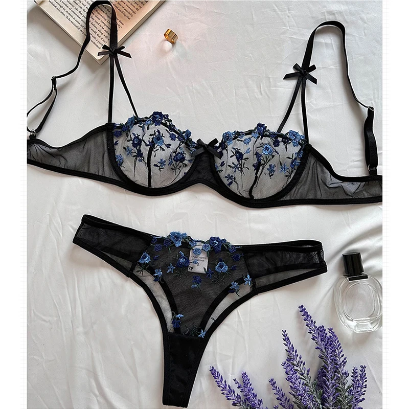 Sexy Lingerie Sensual Lace Underwear Women Transparent Embroidery 2 Pieces Bra Set Fancy Beautiful Kits Intimate Underwear Set
Sexy Lingerie Sensual Lace Underwear Women Transparent Embroidery 2 Pieces Bra Set Fancy Beautiful Kits Intimate Underwear Set
