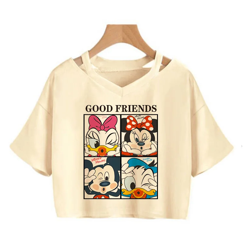 

Gothic 90s Y2k Mickey Tee Shirt Minnie Mouse Crop Top T-shirt Women T Shirt Female Clothes Kawaii Disney Cropped Tshirt